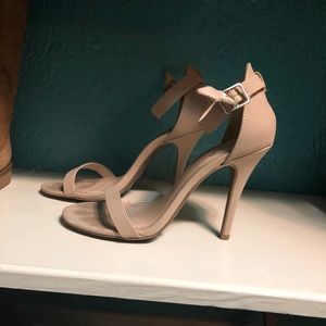 Nude ankle strap heels